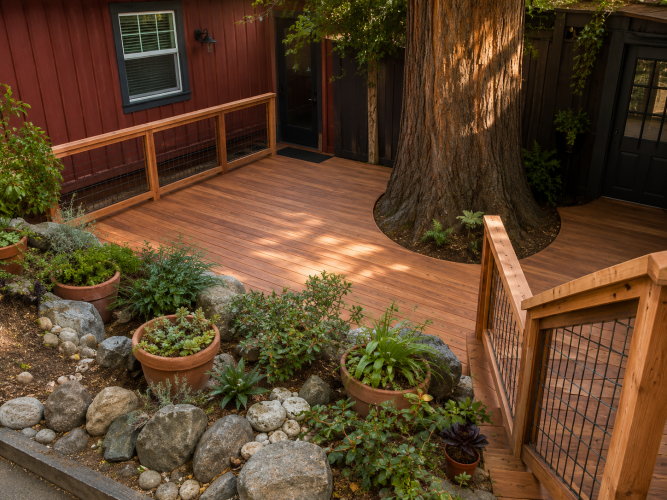 Classic Redwood Outdoor Living Deck